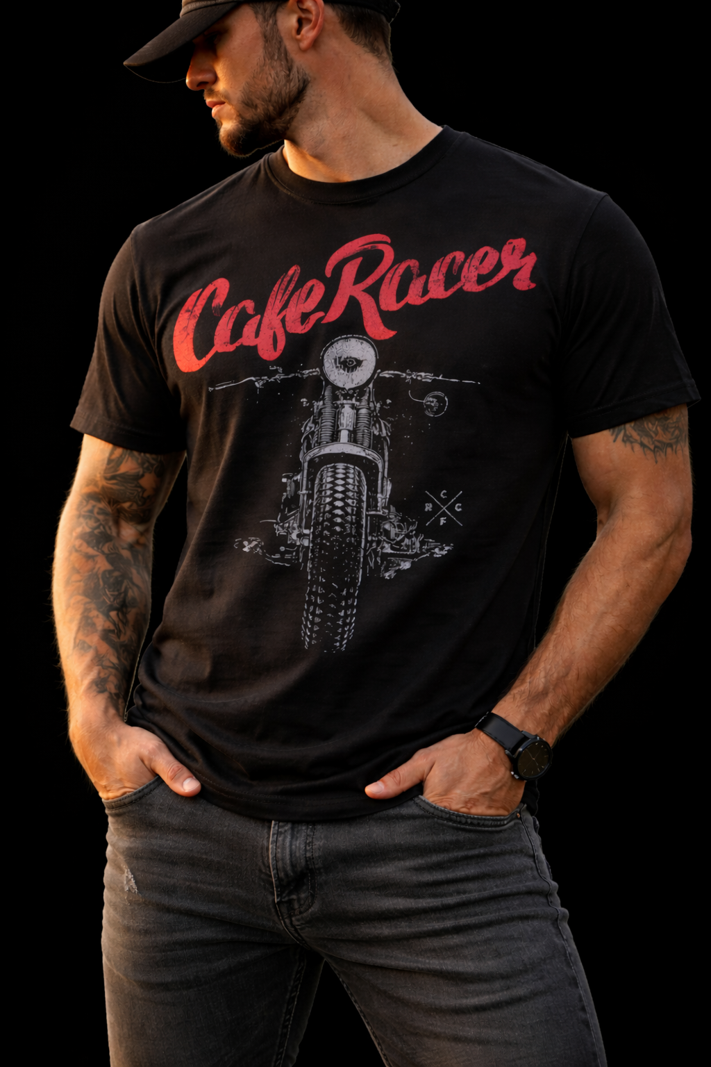 Cafe Racer Motorcycle T-Shirt - Vintage Biker Graphic Design