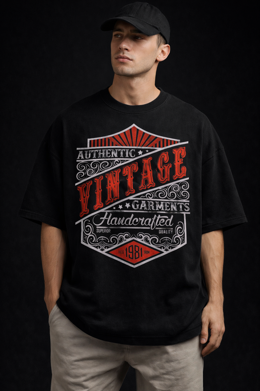 Vintage Garments Oversized French Terry T-Shirt - 240 GSM Retro 1981