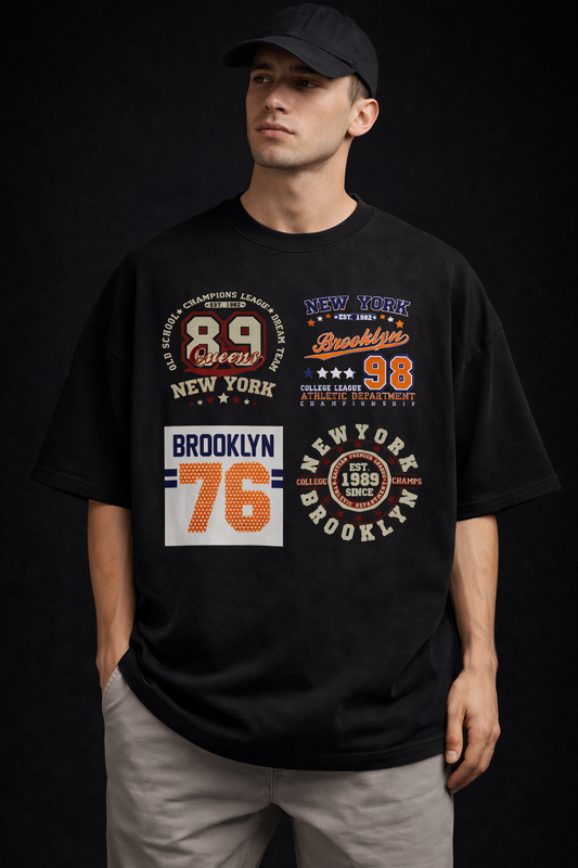 Oversized French Terry T-Shirt - Street Vibes & Brooklyn Graphics