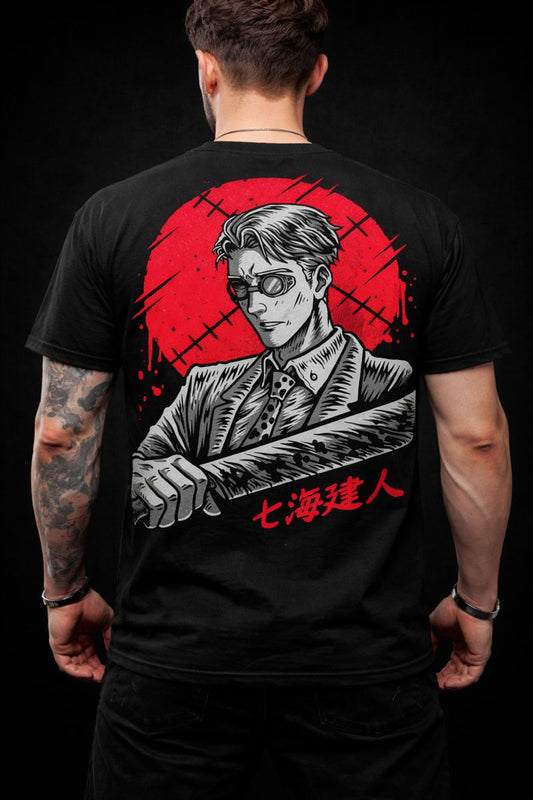 Japanese Anime Warrior T-Shirt - Black Graphic Tee